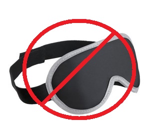 Image a pair of black out glasses with the no symbol over them